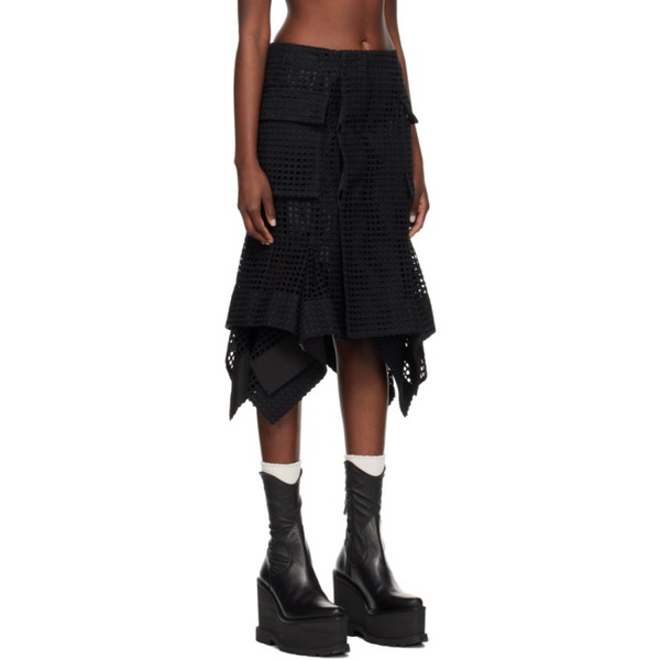  사카이 Sacai Black Handkerchief Midi Skirt 241445F092013