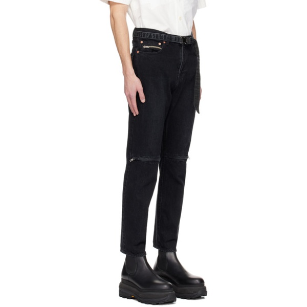  사카이 Sacai Black Zip Jeans 241445M186002