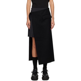 사카이 Sacai Black Layered Midi Skirt 232445F090006