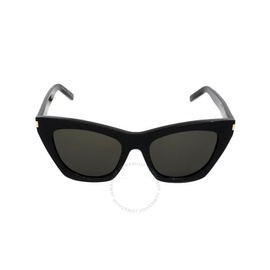 생로랑 Saint Laurent Grey Cat Eye Ladies Sunglasses SL 214 KATE 001 55