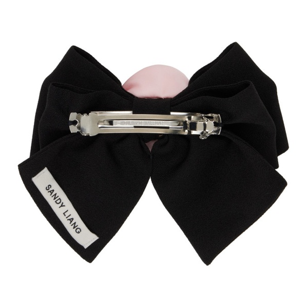  샌디 리앙 Sandy Liang Black & Pink Corsage Bow Hair Clip 241677F018007