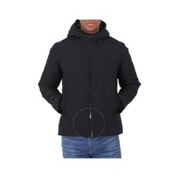 Save The Duck Mens Black Alvaro Logo-patch Hooded Padded Jacket D30252M-EVE알썰틴 R13-10000