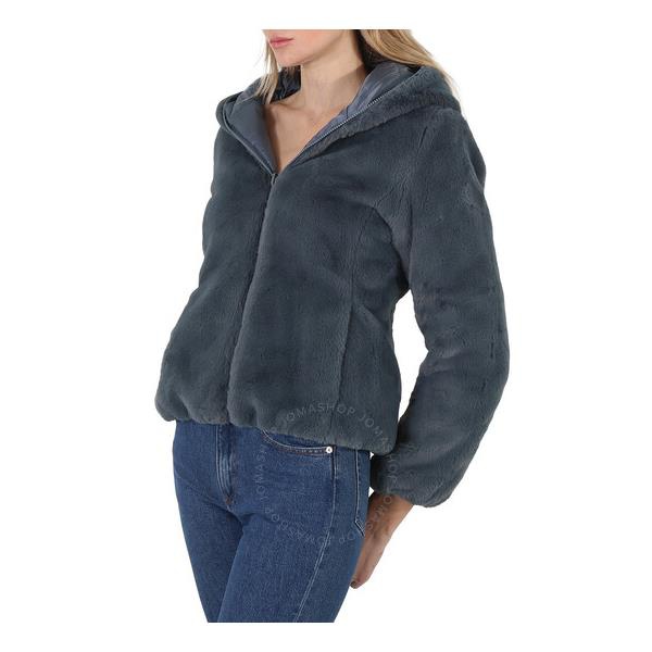  Save The Duck Open Box - Ash Blue Laila Faux Fur Reversible Hooded Jacket D33540W-FURY13-90027