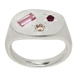 Seb Brown Silver & Pink XL Neapolitan Ring 241595F011004