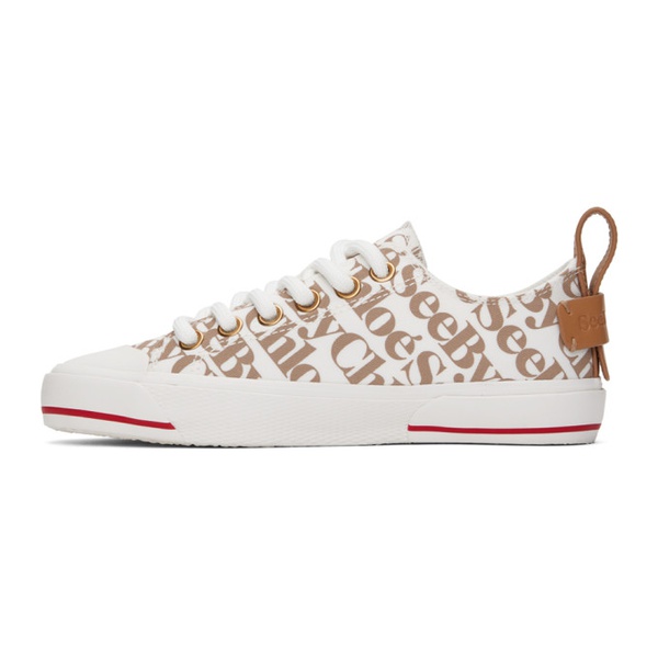  See by Chloe White & Taupe Aryana Sneakers 241373F128001