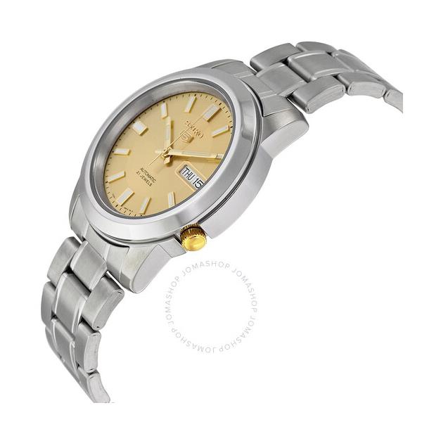  Seiko 5 Automatic Stainless Steel Gold Dial Mens Watch SNKK13