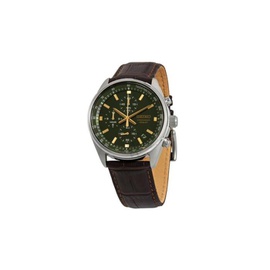 Seiko MEN'S Chronograph Leather Green Dial Watch SSB385