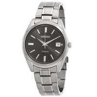 Seiko MEN'S 에센셜 Essentials Titanium Black Dial Watch SUR375P1