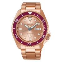 Seiko MEN'S 5 Sports Stainless Steel Rose Gold-tone Dial Watch SRPK08