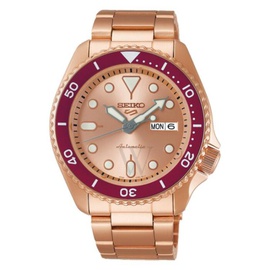 Seiko MEN'S 5 Sports Stainless Steel Rose Gold-tone Dial Watch SRPK08