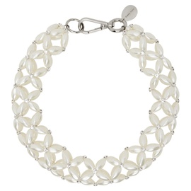시몬 로샤 Simone Rocha White Rope Pearl Crystal Necklace 232405F023010