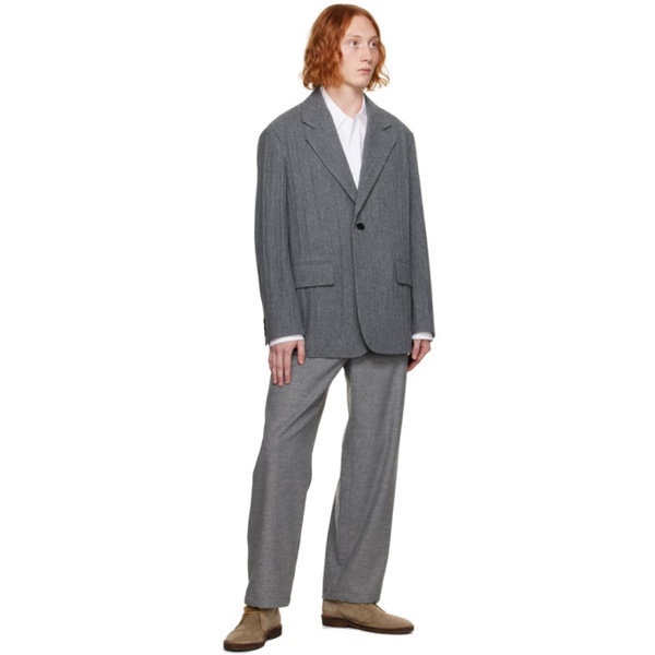  솔리드 옴므 Solid Homme Gray Pleated Blazer 232221M195001
