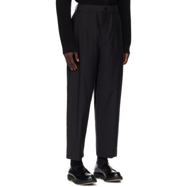  솔리드 옴므 Solid Homme Black Elasticized Trousers 241221M191010