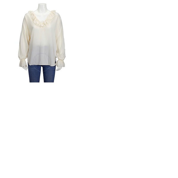 스텔라 맥카트니 스텔라 맥카트니 Stella Mccartney Ladies Knit Tops Tops White Ruffle Top Cut Shld 526470 SY206 9500