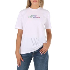 스텔라 맥카트니 Stella McCartney Ladies Pure White High Frequency Gel Logo Cotton T-Shirt 381701 SPW35-9000