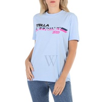 스텔라 맥카트니 Stella McCartney Ladies Light Blue Moto Logo Print T-shirt 381701 SOW81-4210