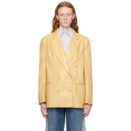 스텔라 맥카트니 Stella McCartney Yellow Oversized Faux-Leather Blazer 232471F057005