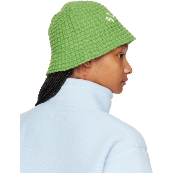 Stuessy Green Waffle Knit Bucket Hat 241353F015000