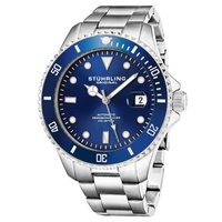 Stuhrling Original MEN'S Aquadiver Stainless Steel Blue Dial Watch M13544