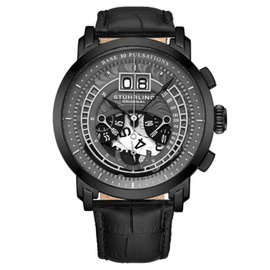 Stuhrling Original MEN'S Monaco Leather Black Dial Watch M16849