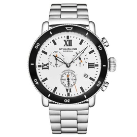 Stuhrling Original MEN'S Monaco Chronograph Stainless Steel White Dial Watch M17992