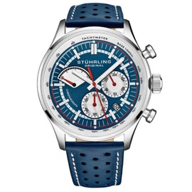 Stuhrling Original MEN'S Monaco Chronograph Leather Blue Dial Watch M15562