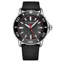 Stuhrling Original MEN'S Aquadiver Nylon Black Dial Watch M18248