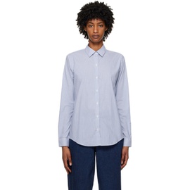 선스펠 Sunspel White & Blue Striped Shirt 231128F109003