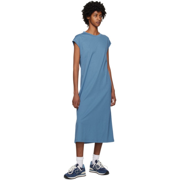  선스펠 Sunspel Blue Crewneck Midi Dress 231128F054003