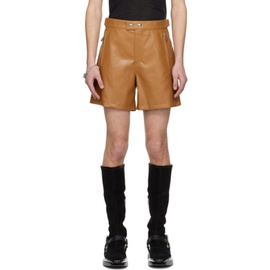 시스템 System Tan Cinch Strap Faux-Leather Shorts 241494M193004