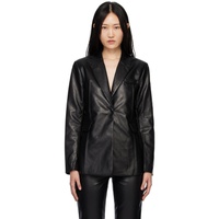 THIRD FORM Black Grained Faux-Leather Blazer 222477F057006