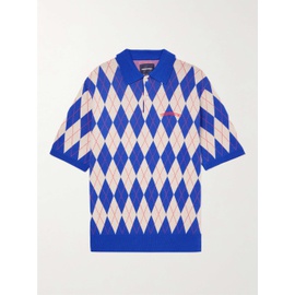 디스이즈네버댓 THISISNEVERTHAT Logo-Embroidered Argyle Cotton-Blend Polo Shirt 1647597315302994