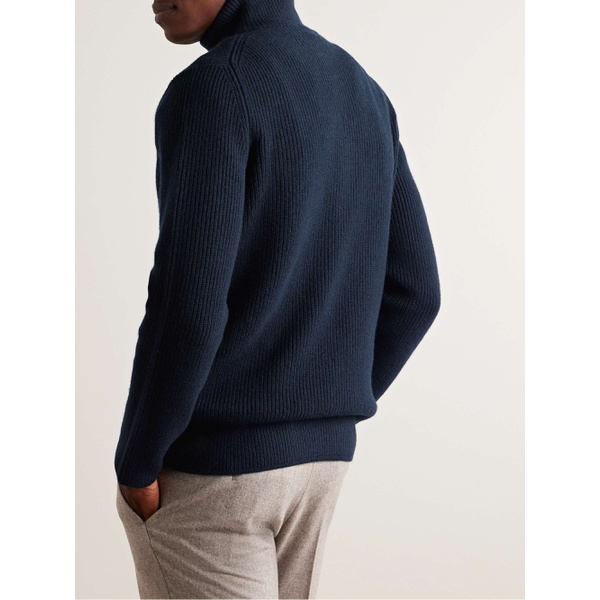 THOM SWEENEY Ribbed Merino Wool and Cashmere-Blend Half-Zip Sweater 1647597323214170