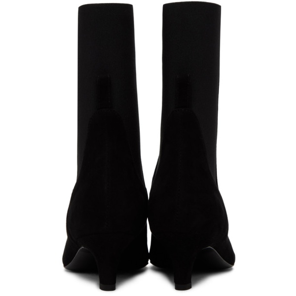  TOTEME Black The Mid Heel Suede Boots 241771F113000