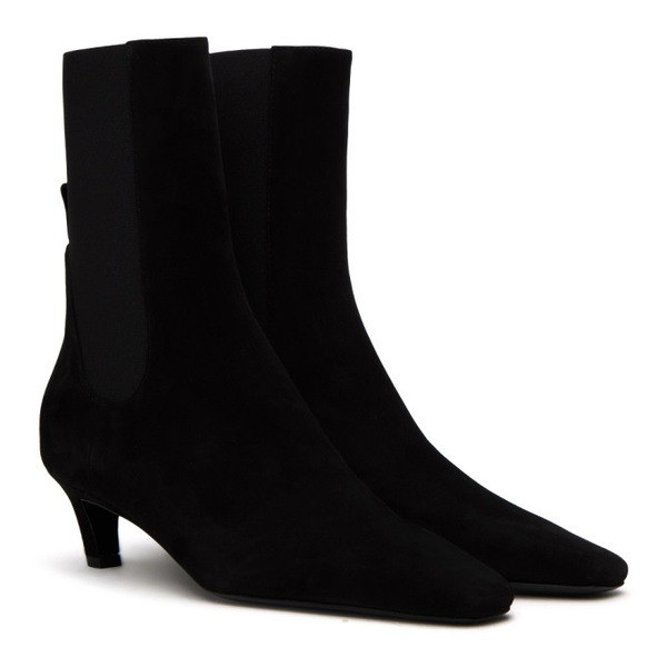  TOTEME Black The Mid Heel Suede Boots 241771F113000