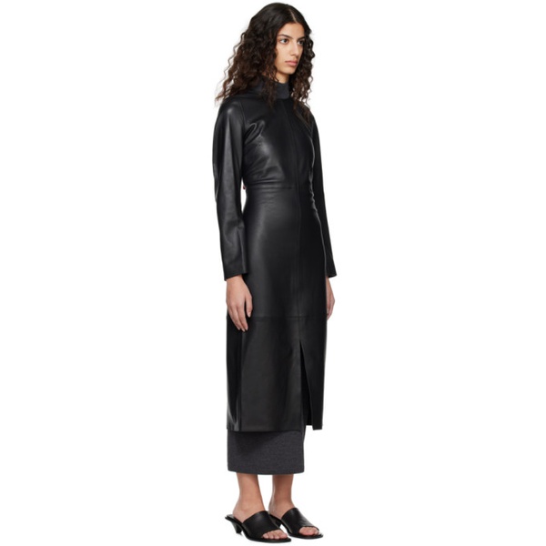  TOTEME Black Paneled Leather Midi Dress 231771F054008