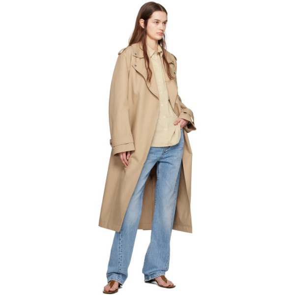  TOTEME Beige Notched Lapel Trench Coat 241771F067002