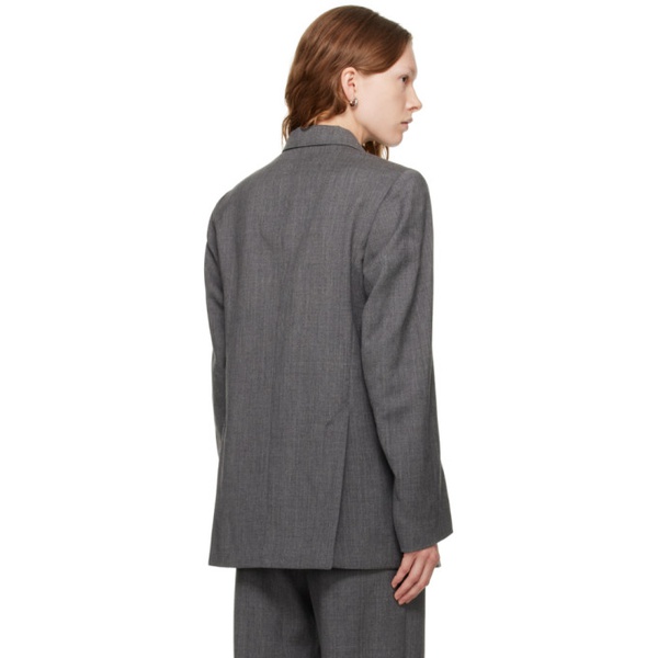  TOTEME Gray Double-Breasted Blazer 222771F057004