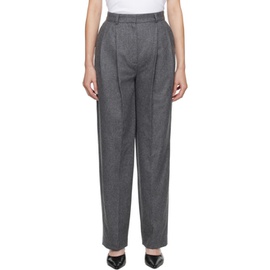 TOTEME Gray Double-Pleated Trousers 232771F087016