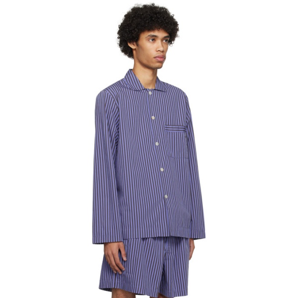  테클라 Tekla Blue & Brown Long Sleeve Pyjama Shirt 241482M218044