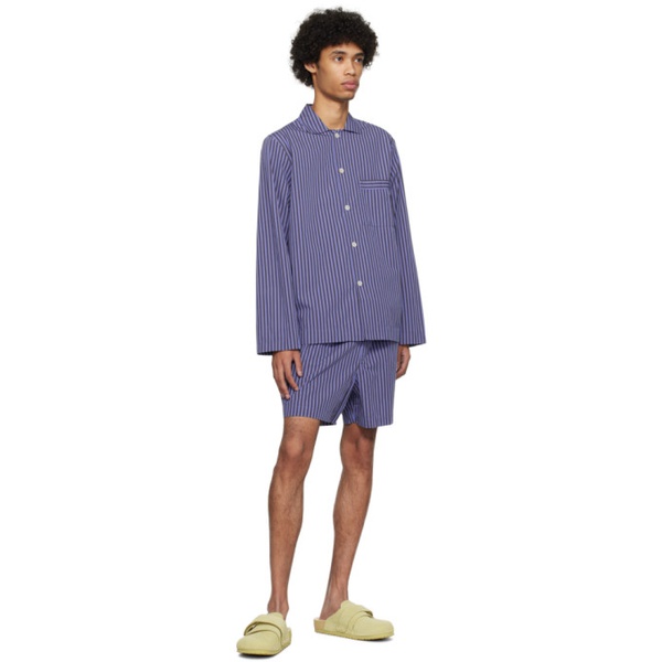  테클라 Tekla Blue & Brown Long Sleeve Pyjama Shirt 241482M218044