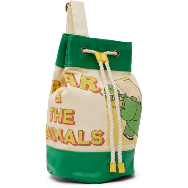  The Animals Observatory Kids Green & 오프화이트 Off-White Babar Backpack 241848M717001