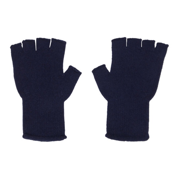  더 엘더 스테이츠먼 The Elder Statesman SSENSE Exclusive Navy Heavy Fingerless Gloves 241014M135002