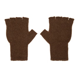 더 엘더 스테이츠먼 The Elder Statesman Brown Heavy Fingerless Gloves 232014M135006