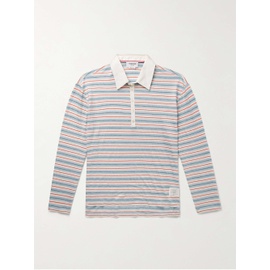 톰브라운 THOM BROWNE Cotton-Blend Poplin Trimmed Striped Stretch-Linen Jersey Polo Shirt 1647597323594186
