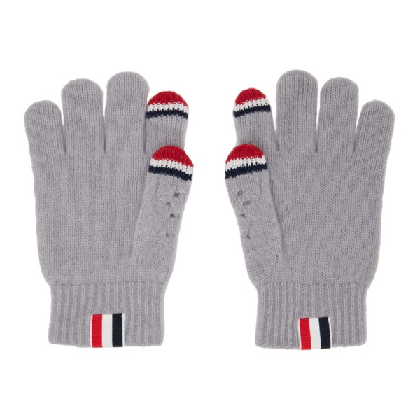 톰브라운 톰브라운 Thom Browne Gray Touchscreen Gloves 232381F012000