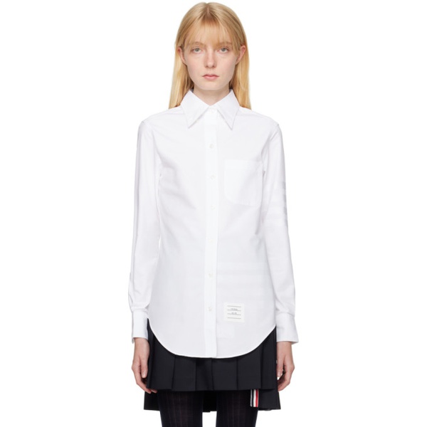 톰브라운 톰브라운 Thom Browne White Engineered 4-Bar Shirt 232381F109007