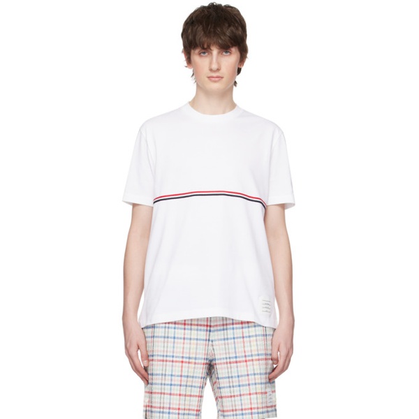 톰브라운 톰브라운 Thom Browne White Stripe T-Shirt 231381M213025