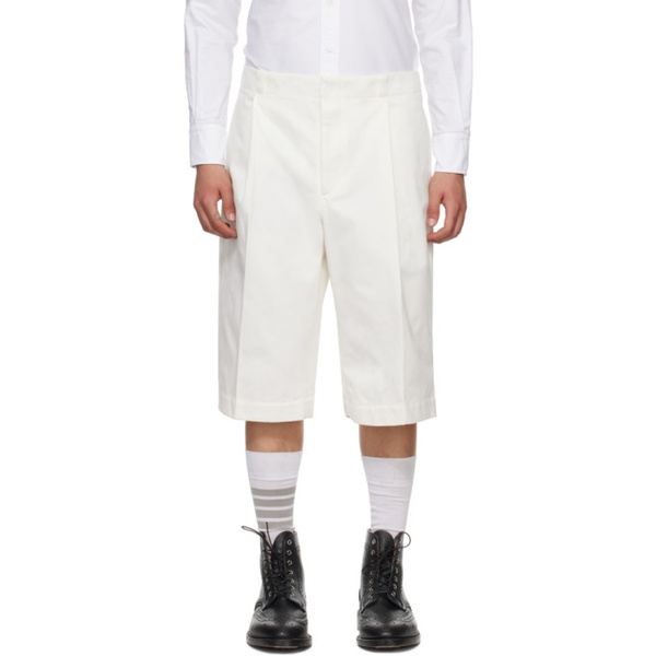 톰브라운 톰브라운 Thom Browne White Unconstructed Shorts 241381M193003