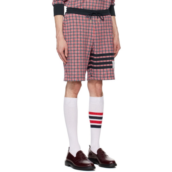 톰브라운 톰브라운 Thom Browne Navy & Red Check 4-Bar Shorts 241381M193005